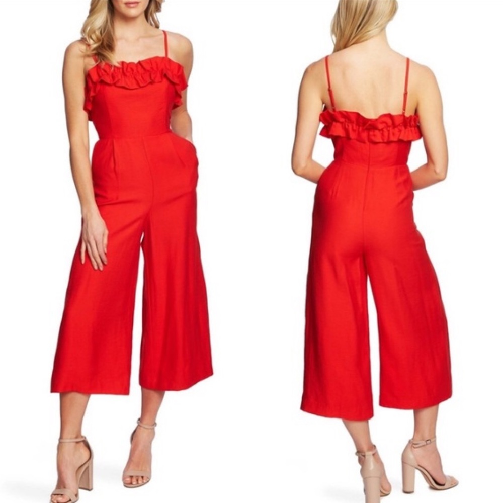 CeCe Havana Fiesta Red Jumpsuit - Picture 1 of 8